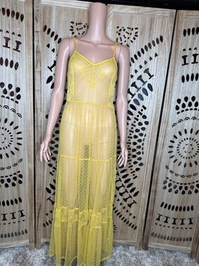 Sheer Yellow Maxi Slip Dress